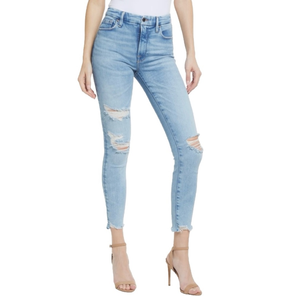 Good American Good Waist Skinny High Rise Blue Jeans Tummy Tech Size 2 /26